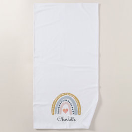 Boho Watercolor Rainbow Personalisiert Button Strandtuch