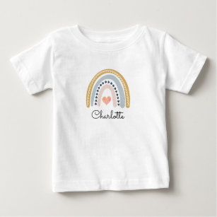Boho Watercolor Rainbow Personalisiert Girl Baby T-shirt