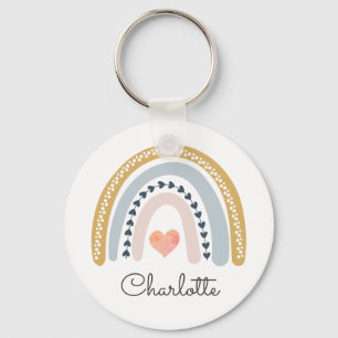 Boho Watercolor Rainbow Personalisiert Schlüsselanhänger