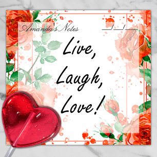 Boho Watercolor Rote Rosen 3" x 3" Post-it Klebezettel