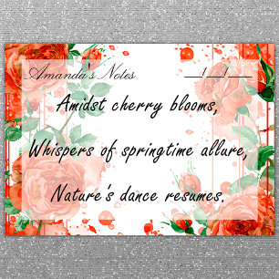 Boho Watercolor Rote Rosen 4" x 3" Post-it Klebezettel