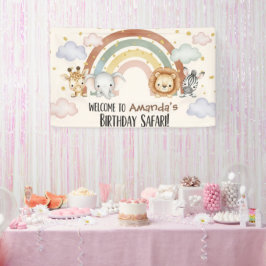 Boho Watercolor Safari Animals 1st Birthday Banner
