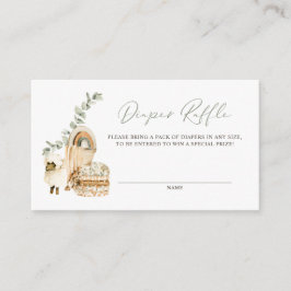 Boho Watercolor Sheep Eukalyptus Diaper Raffle Begleitkarte