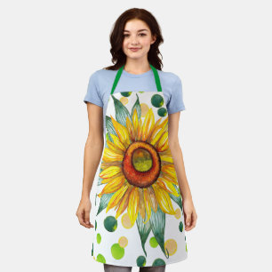 Boho Watercolor Sonnenblume Küche Schürze für Frau