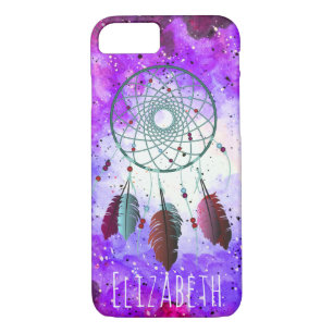 Boho Watercolor Space Nebula Dream Catcher & Name iPhone 8/7 Hülle