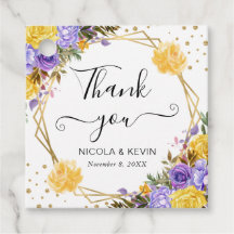 Boho Watercolor Spring Flowers Gold Frame Wedding