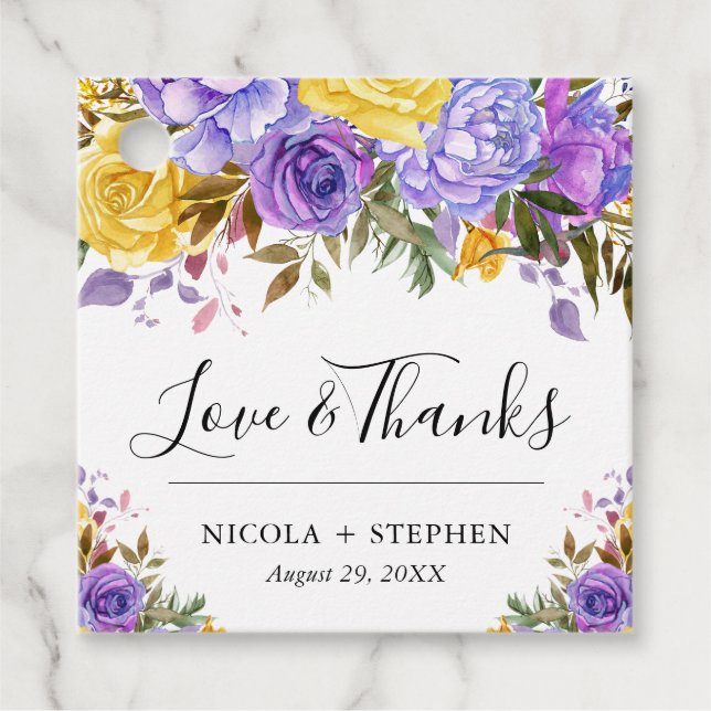 Boho Watercolor Spring Flowers Hochzeit Geschenkanhänger (Vorderseite)