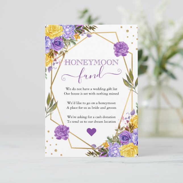 Boho Watercolor Spring Flowers Honeymoon Fund Begleitkarte (Stehend Vorderseite)