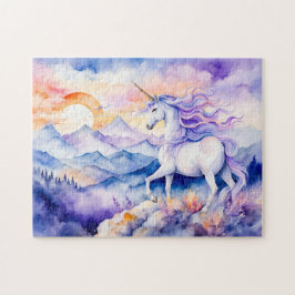 Boho Watercolor Starkes Einhorn Stehend auf Fehler Puzzle