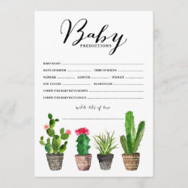 Boho Watercolor Succulents Baby Predictions Card