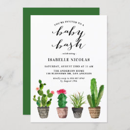 Boho Watercolor Succulents Summer Baby Showbash Einladung