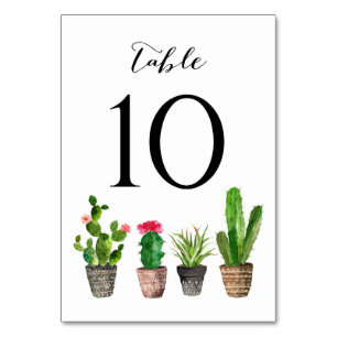 Boho Watercolor Succulents Tischnummer Card 10