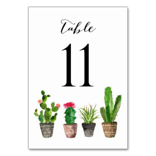 Boho Watercolor Succulents Tischnummer Card 11