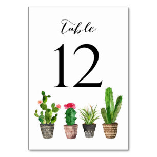 Boho Watercolor Succulents Tischnummer Card 12