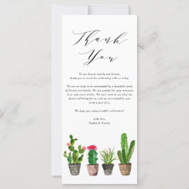 Boho Watercolor Succulents Wedding Danke Card
