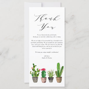 Boho Watercolor Succulents Wedding Danke Card