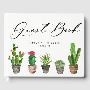 Boho Watercolor Succulents Wedding Guest Book Gästebuch