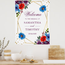 Boho Watercolor Summer Blume Gold Frame Wedding