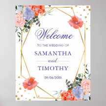Boho Watercolor Summer Blume Gold Frame Wedding