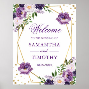 Boho Watercolor Summer Blume Gold Frame Wedding Poster