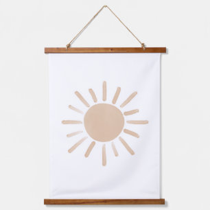 Boho Watercolor Sun Kinderzimmer Decor Wandteppich Mit Holzrahmen
