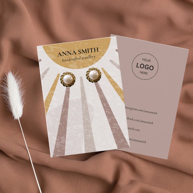 Boho Watercolor Sun Stud Earring Display Visitenkarte (Von Creator hochgeladen)