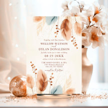 Boho Watercolor Terracotta Beige Blaue Pampas Gras