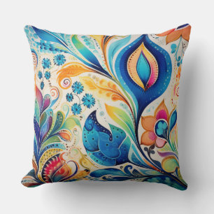 Boho Watercolor Throw Pillow Kissen