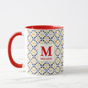 Boho-Watercolor-Tile-Tasse – Benutzerdefinierter N Tasse