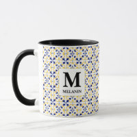 Boho-Watercolor-Tile-Tasse – Benutzerdefinierter N