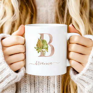 Boho-Watercolor-Tropisches-Monogramm Buchstabe "B" Kaffeetasse