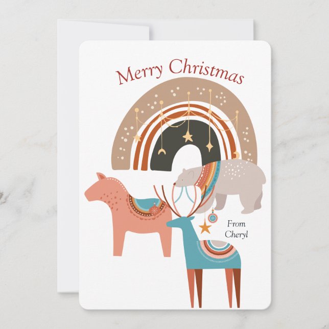 Boho Watercolor Weihnachtskarte Save The Date (Vorderseite)