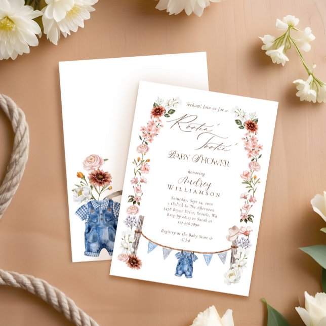 Boho Watercolor Western Little Cowboy Baby Dusche Einladung (Boho Watercolor Western Little Cowboy Baby Shower Invitation)