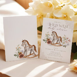 Boho Watercolor Western Rocking Horse Babydusche Einladung