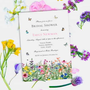 Boho Watercolor Wildblume Brautparty Einladung