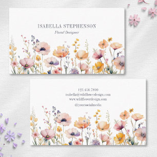 Boho Watercolor Wildblume Florist Designer Visitenkarte