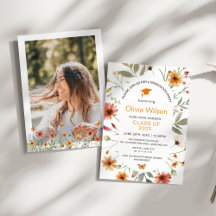 Boho Watercolor Wildblume Foto Graduation Party