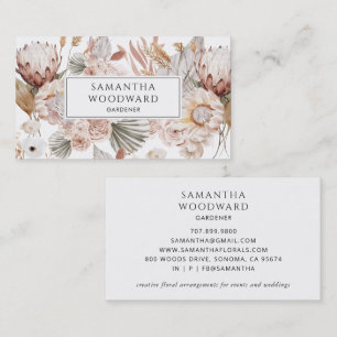Boho Watercolor Wildblume Gardener Business Cards Visitenkarte