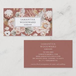 Boho Watercolor Wildblume Gardener Business Cards Visitenkarte