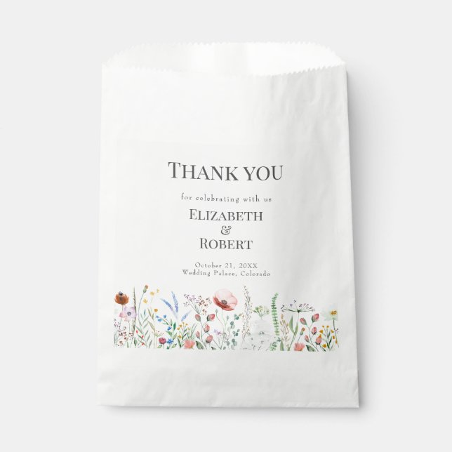 Boho Watercolor Wildblume Meadow Geschenktütchen (Vorderseite)