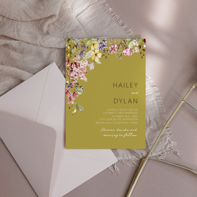 Boho Watercolor Wildblume Meadow Wedding Einladung (Von Creator hochgeladen)