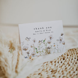 Boho Watercolor Wildblume Wedding Danke Card