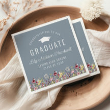 Boho Watercolor Wildblumen Blue Graduation Party