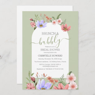 Boho Watercolor Wildblumen Brautparty Einladung
