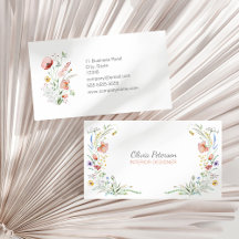 Boho Watercolor Wildblumen Business Card