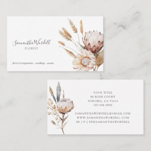 Boho Watercolor Wildblumen Florist Visitenkarte