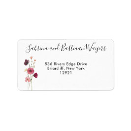Boho Watercolor-Wildblumen geben Labels zurück Adressaufkleber