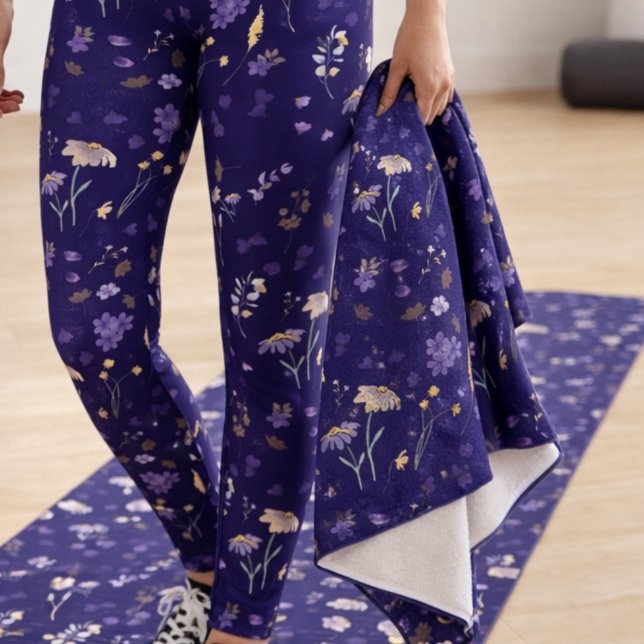 Boho Watercolor Wildblumen Navy  Badehandtuch (Von Creator hochgeladen)