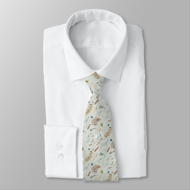 Boho Watercolor Wildblumen Pattern Neck Tie Krawatte (Gebunden)