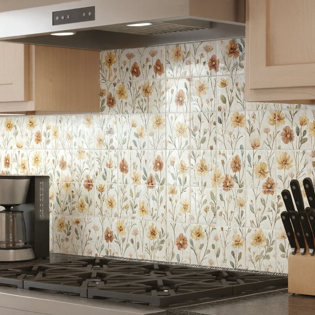 Boho Watercolor Wildflower Ceramic Fliese (Von Creator hochgeladen)